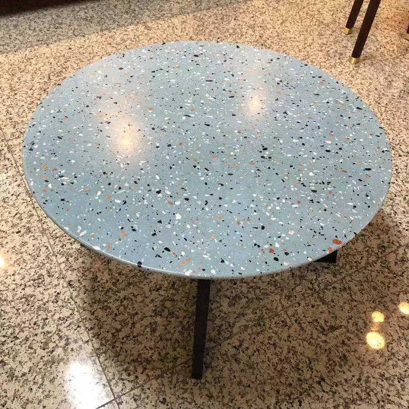 Wholesale Home Furniture Blue,grey Stone Chips Black Terrazzo stone Table