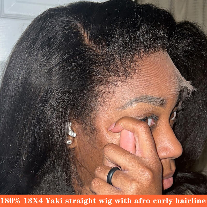 Yaki Lace Front Wigs With 4C Afro Kinky Curly Edges