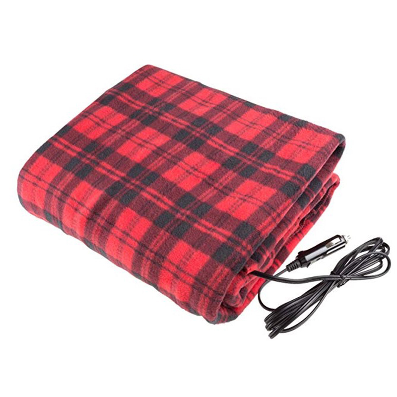 Soft Red Plaid Heating Blanket with Safety Features