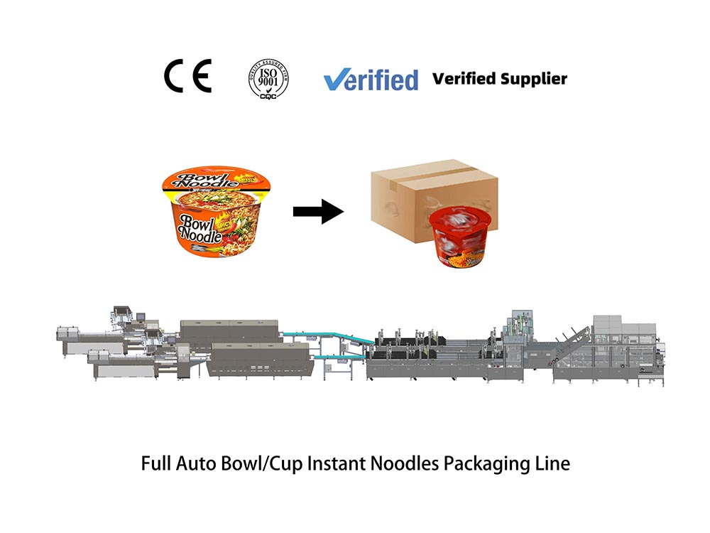 Automatic bucket instant noodle packaging line