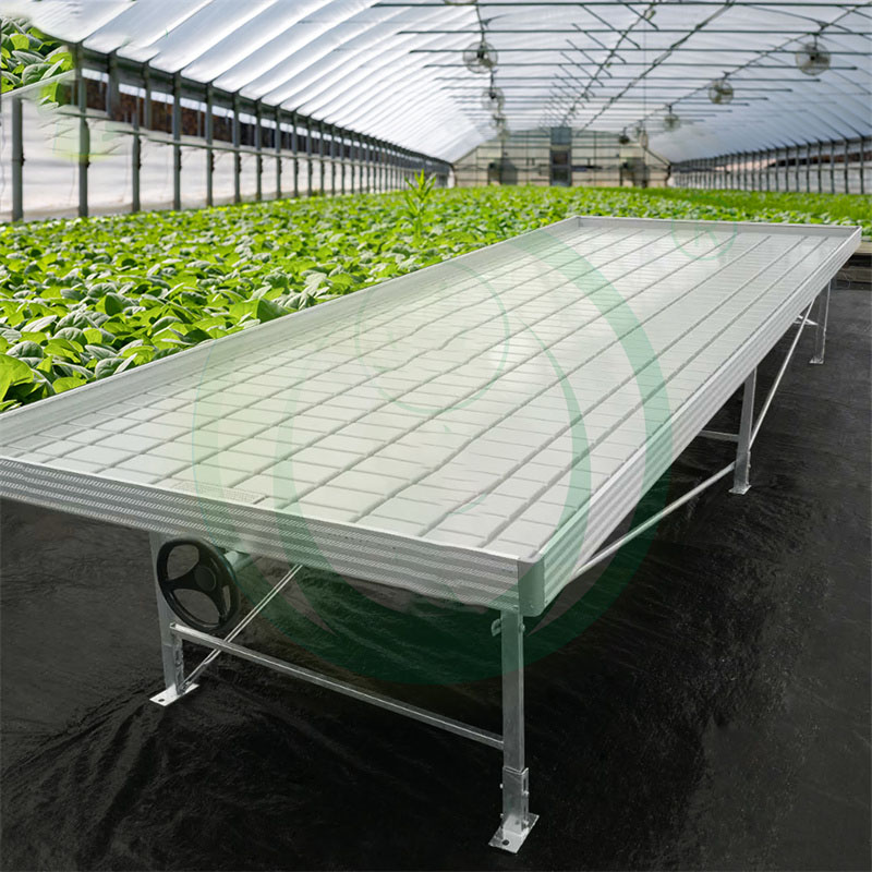 Greenhouse Movable Ebb and Flow ABS Growing Flood Rolling Bench Grow Table for Farming