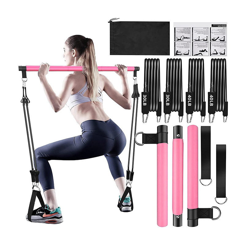 Pilates Bar Kit with Resistance Bands, Fit Exercise Fitness Equipment for Women & Men