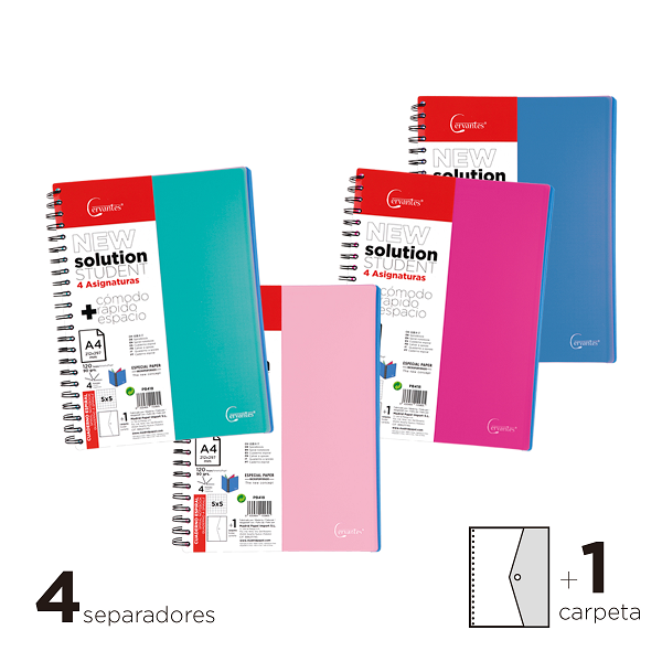 PB418 Notebook with polypropylene cover, double-sided, four colors, 120 sheets, 90 g/m2