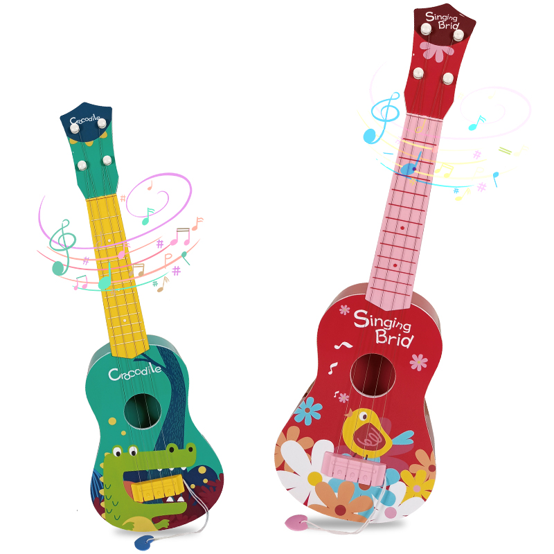 Children Enlightenment Musical Instruments Learning Toy Ukulele Educational 4 Strings Plastic Electronic Toy Guitar for Kids