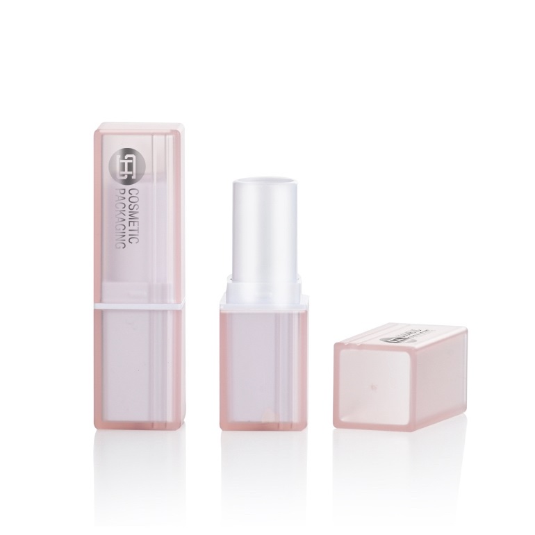 Unique pink transparent square shape lipstick container 9956#