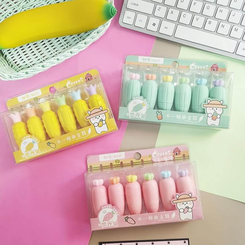 Vegetable Fruit Mini Highlighter Set Cute Stationery